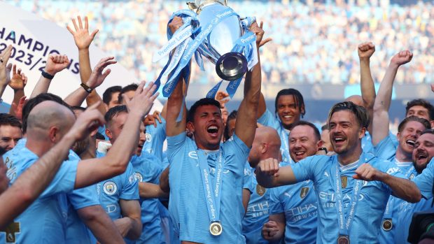 Fotbalisté Manchesteru City slaví čtvrtý titul v Premier League v řadě