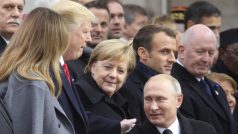 Zleva Donald Trump, Angela Merkelová, Vladimir Putin a Emmanuel Macron.