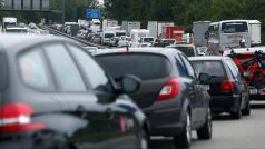Dopravní zácpa na německé dálnici