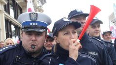 Protest polských policistů v říjnu 2018