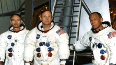 Posádka Apolla 11: (zleva) Michael Collins, Neil A. Armstrong a Edwin E. Aldrin (foto z července 1969)