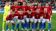 Fotbalisté české reprezentace před kvalifikačním utkáním mistrovství Evropy proti Faerským ostrovům