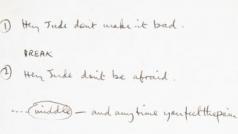 Podle Paulem McCartneym ručně zapsaného textu skupina natočila skladbu Hey Jude v červenci 1968 v londýnském studiu Trident