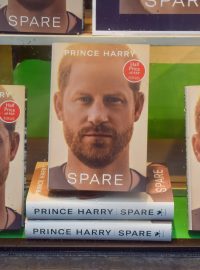 Kniha prince Harryho ve výloze knihkupectví