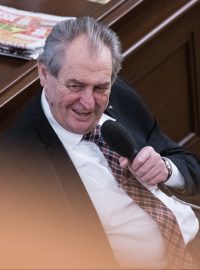 Prezident Miloš Zeman v Poslanecké sněmovně ČR.