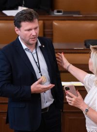 Radek Vondráček a Alena Schillerová při jednání Poslanecké sněmovny ČR