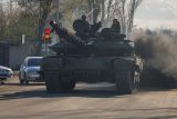 Ruský tank v ulicích Doněcku