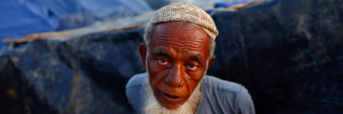 Rohingský muž v uprchlickém táboře v Bangladéši