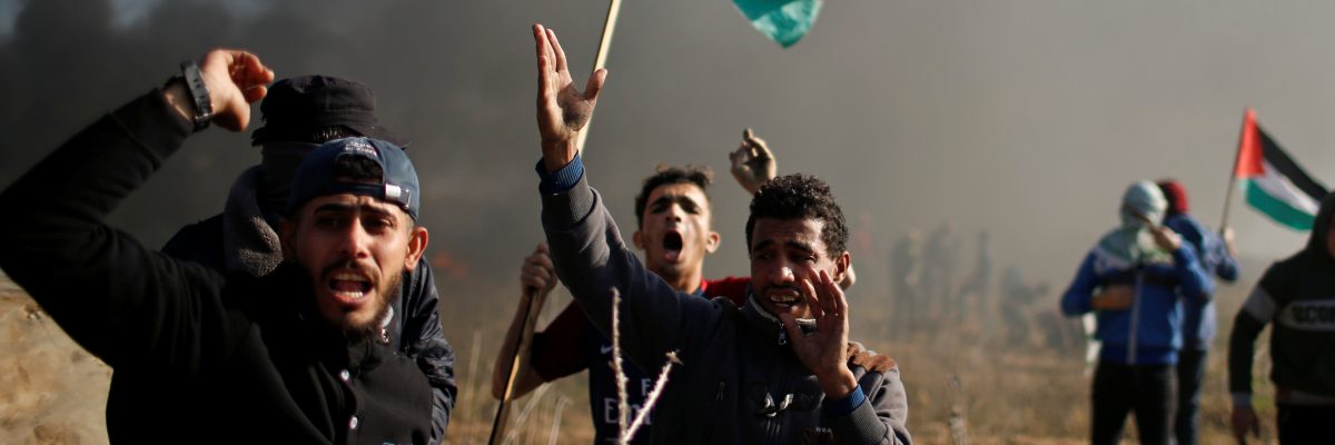 Protesty nedaleko pásma Gazy.
