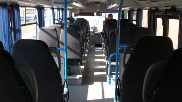 Autobus ČSAD Slaný zevnitř - u litoměřického nádraží