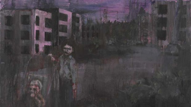 Josef Bolf: Bratři (2009), olej, vosk a tuš na plátně