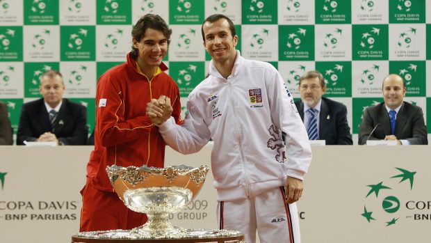 Rafael Nadal a Radek Štěpánek po losu finále DC