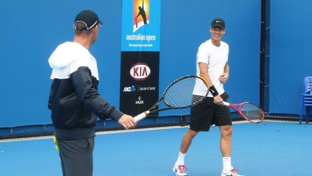 Berdych při tréninku na Australian Open