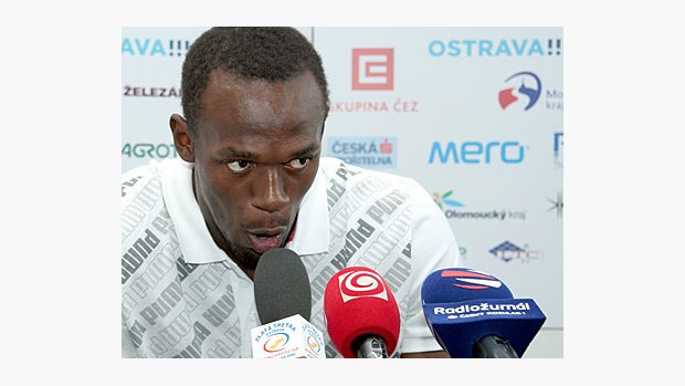 Usain Bolt na tiskové konferenci