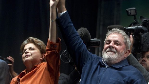 Současný prezident Luiz Inácio Lula da Silva a kandidátka Dilma Rouseff