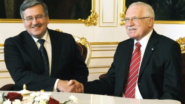 Polský prezident Bronislaw Komorowski s Václavem Klausem