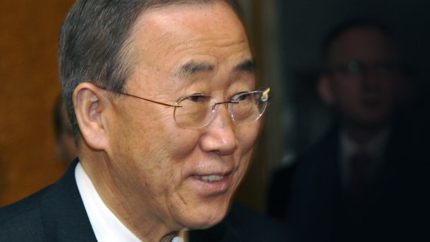 Generální tajemník Organizace spojených národů (OSN) Pan Ki-mun v Praze.