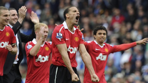 Fotbalisté Manchesteru United slaví zisk titulu v Premier League