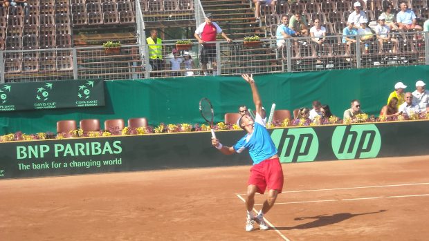 Lukáš Rosol při svém premiérovém utkání Davisova poháru