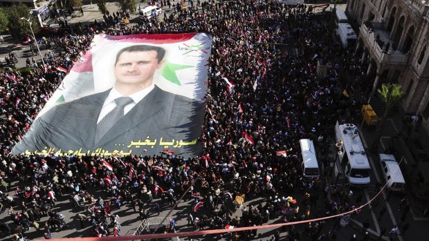 Sýrie. Shromáždění stoupenců prezidenta Bašára Asada