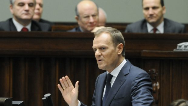Polský premiér Donald Tusk během debaty v Sejmu