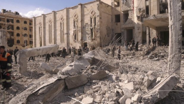 Místo exploze v syrském Aleppu