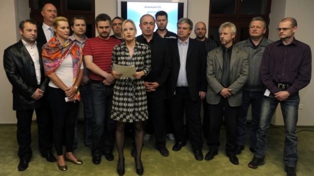 Místopředsedkyně VV Kateřina Klasnová vystoupila se svými spolustraníky před novináři po jednání poslaneckého klubu a grémia VV.
