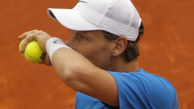 Tomáš Berdych v utkání s Juanem Martinem Del Potrem