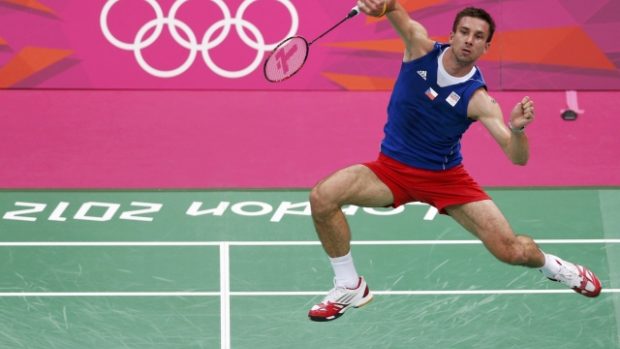 The Czech Republic&#039;s Petr Koukal plays against Spain&#039;s Pablo Abian during their men&#039;s singles group play stage badminton match at the Wembley Arena during the London 2012 Olympic Games July 29, 2012