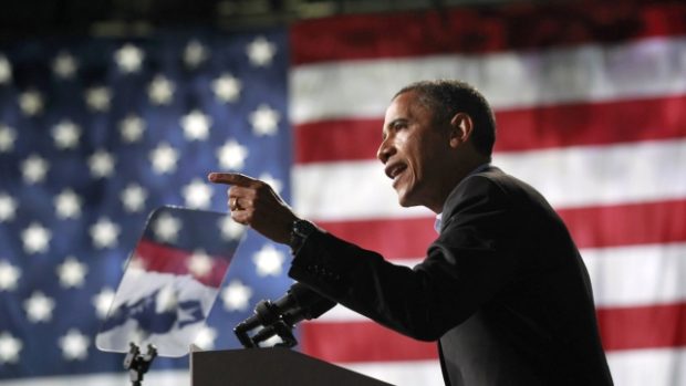 Americký prezident Barack Obama na shromáždění volební kampaně v Columbusu v Ohiu