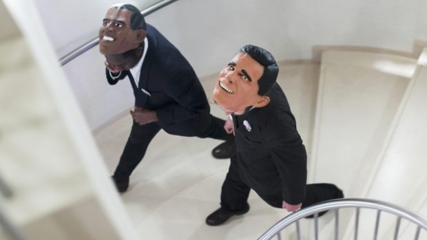 Barack Obama, nebo Mitt Romney? V Berlíně byli k vidění jejich gumoví dvojníci