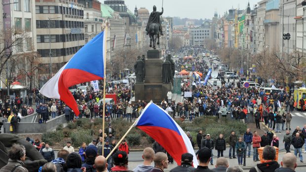 Demostrace proti vládní politice na Václavském náměstí, 17.listopad 2012