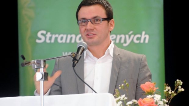 Znovuzvolený předseda zelených Ondřej Liška na sjezdu strany v České Třebové