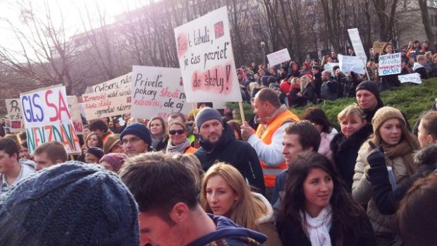 Protesty učitelů v Bratislavě