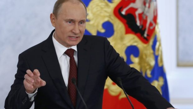 Ruský prezident Vladimir Putin během svého výročního projevu v Kremlu.