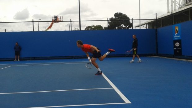 Tenista Tomáš Berdych trénuje v Melbourne na Australian Open 2013