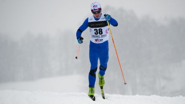 Český junior Michal Bartůněk na trati ve Vesci