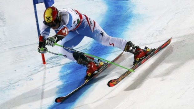 Marcel Hirscher na trati v soutěži týmů na MS ve Schladmingu