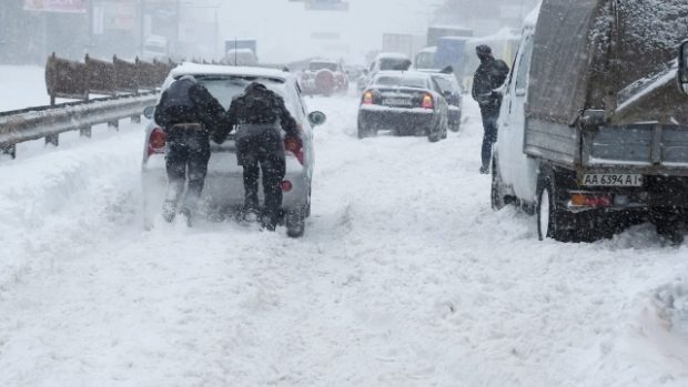 Sněhová bouře v Kyjevě