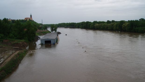 Povodně 2013. Rozvodněné Labe v Mělníku