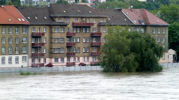 Úterý ráno a zaplavený Střekov v Ústí nad Labem