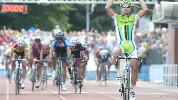 Mistrovství ČR a SR v silniční cyklistice 23. června v Dubnici nad Váhom na Slovensku. Na snímku je vítěz Peter Sagan.