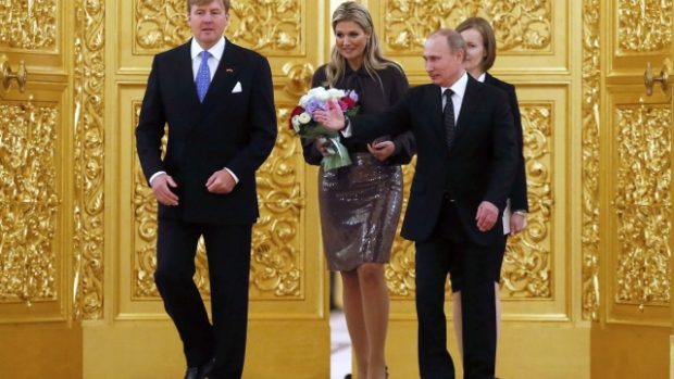 Nizozemský král Vilém  Alexander s chotí u ruského prezidenta Vladimira Putina v Moskvě
