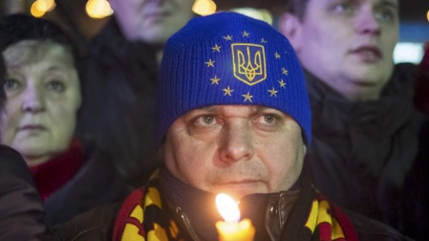 Podporovatelé proevropského kurzu Ukrajiny oslavují Vánoce na náměstí Nezávislosti v Kyjevě