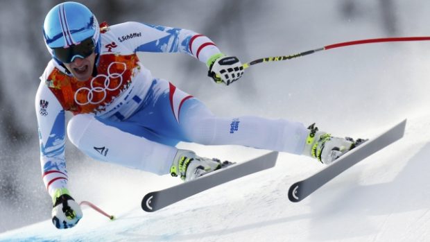 Matthias Mayer na trati olympijského sjezdu