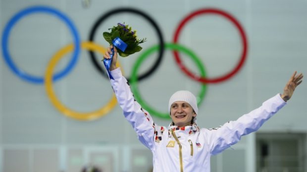 Rychlobruslařka Martina Sáblíková vybojovala na Olympijských hrách v Soči na trati 3000 metrů stříbrnou medaili