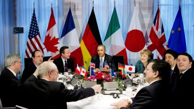 Barack Obama na jednání lídrů zemí skupiny G7
