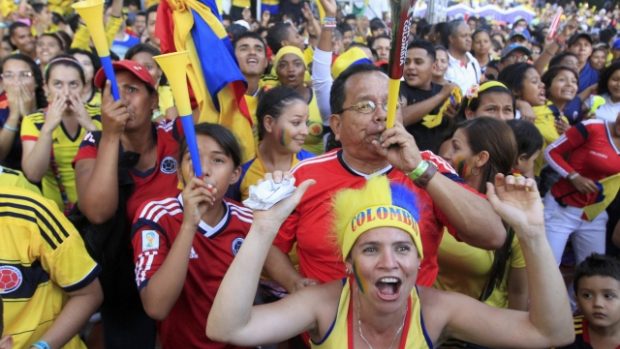 Kolumbijci se radují z úspěchů svých fotbalistů