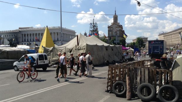 Ukrajina, Kyjev. Majdan na počátku července