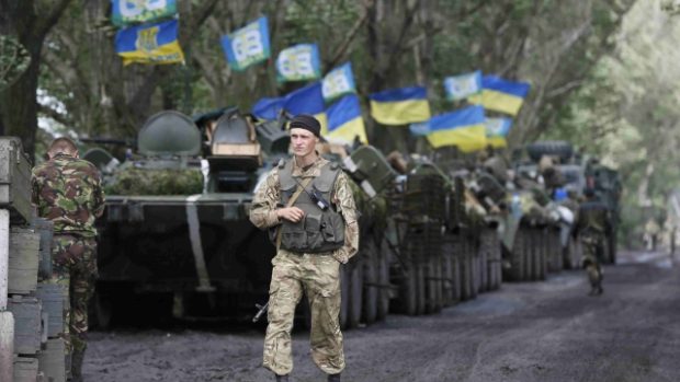 Ukrajinští vojáci poblíž Slavjansku